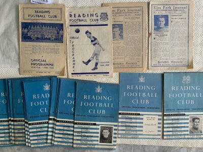 Reading Home Football Programmes: 46/47 Grimsby, 47/48 QPR, 48/49 Bristol Rovers, Notts County. 49/50 x 3, 55/56 x 23. Good condition. (32)