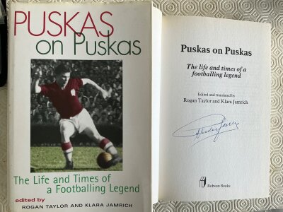 Puskas Signed Football Book: Hardback autobiography named Puskas On Puskas in excellent condition hand signed inside without dedication.