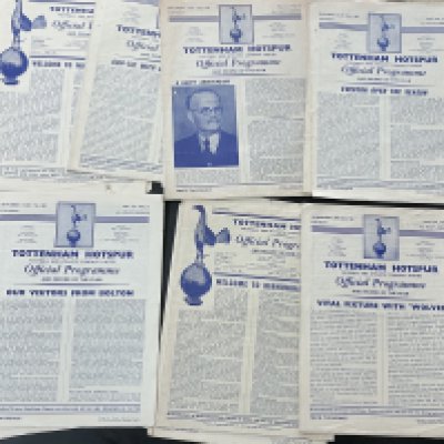 1950s Tottenham Home Football Programmes: Good condition late 50s 1st team homes to include 5 from the 60/61 double season. (40)