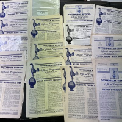 1950s Tottenham Home Football Programmes: Good condition from mid to late 50s. 1st team homes to include 9 from the 60/61 double season. (40)