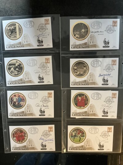 FA Cup Final Signed First Day Covers: 16 FDCs all with one signature. Autographs include Matthews 1953, Trautmann 1955, Jennings 1979, Hurst 1964, Osgood 1970, Henry 1961 and Beasant 1988. (16) C/W some unsigned Mexico 86 covers in a folder.