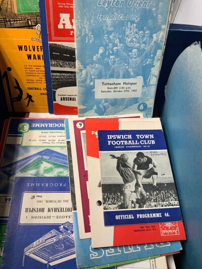 Tottenham 1960s Away Football Programmes: Large quantity from 61/62 through the 60s but some probable complete sets of homes from the early 80s including European matches. (est 250)