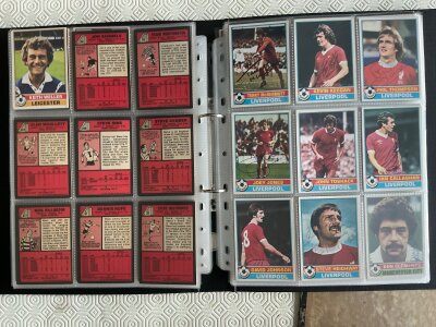 Signed Topps 1977 Football Cards: Superb collection in folder of Red Backs with autographs personally obtained by vendor. 308 cards including check lists of which 261 are signed.