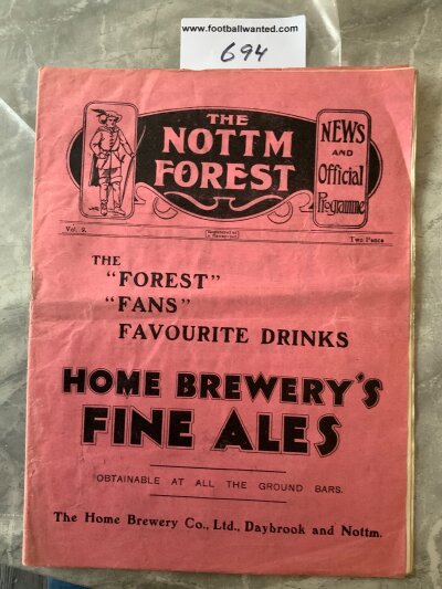 1928 - 1929 Nottingham Forest v Chelsea Football Programme: Division Two match dated 9 2 1929 in good condition with no team changes. Tiny mark to rear and pencilled score to team page.