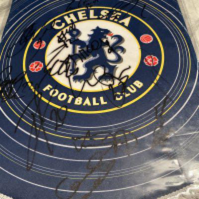 Chelsea Signed Football Pennant: 11 autographs on official Chelsea pennant to include Lampard Bridge Drogba and Cole. 