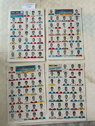 A+BC Chart Of Football Colours Complete Card Set: Rover/Adventure 1961 complete set of 130 teams. Nearly all football with occasional rugby on 4 cards. Very good.