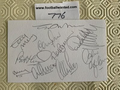 1982 Aston Villa European Cup Winning Football Autographs: 11 autographs on the blank page of a postcard to include Bremner Gibson and Morley.