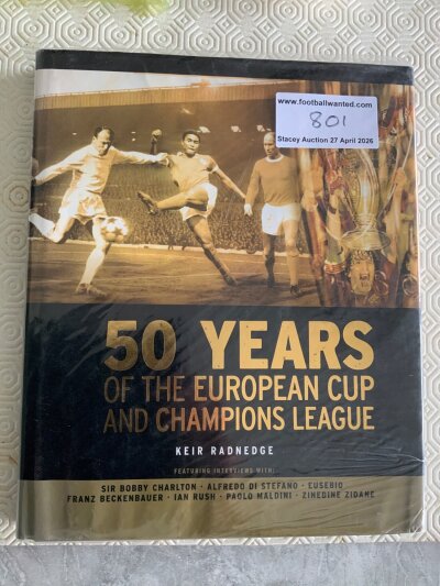 European Cup Winning Footballers Signed Book: Rate chance to obtain the book named 50 Years of the European zcup and Champions League hand signed by winning players. So many famous names have signed this book that vendor personally obtained himself. Includes Liverpool Manchester United Aston Villa and Notts Forest players who have signed inside back and front pages with all autographs identified. Includes Stiles McDermott Keegan Spain Morley Birtles Smith Woodcock Burns Case Sheringham and many more. 43 signatures.