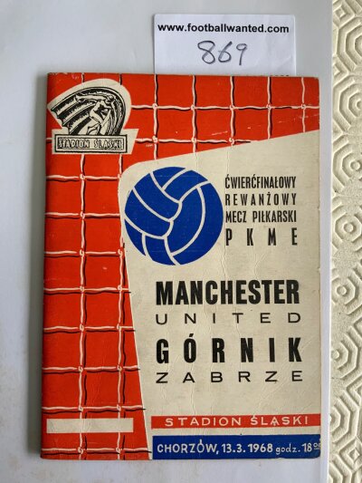 67/68 Gornik Zagreb v Manchester United Football Programme: Excellent condition 66 page programme with no writing. From the famous European Cup winning run.