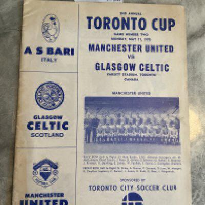 1970 Celtic v Manchester United Football Programme In Canada: End of 69/70 tour for the Toronto Cup. Excellent condition with no team changes. 