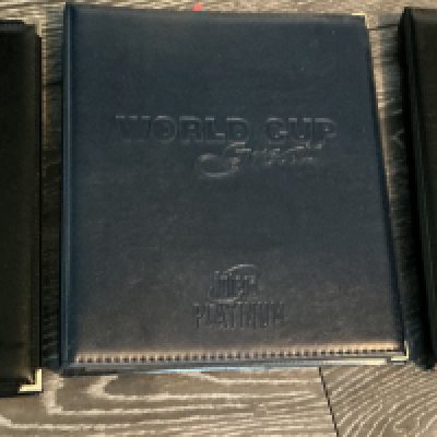 Manchester United + World Cup Greats Futera Platinum Cards: 3 complete sets in leather folders and certificate of authenticitys. European Champions 1999 x 2 plus World Cup Greats. (3)