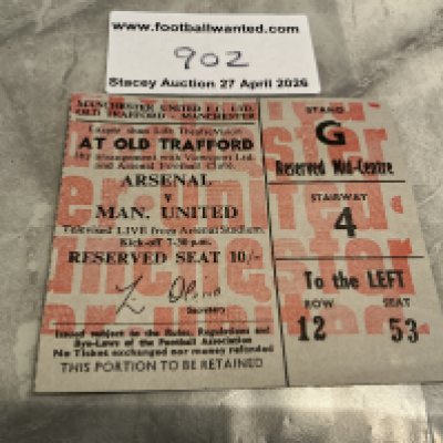 66/67 Manchester United v Arsenal Beam Back Football Ticket: Excellent condition league match beam back ticket for match played at Highbury. With Man Utd on the brink of being champions it was screened at Old Trafford. 