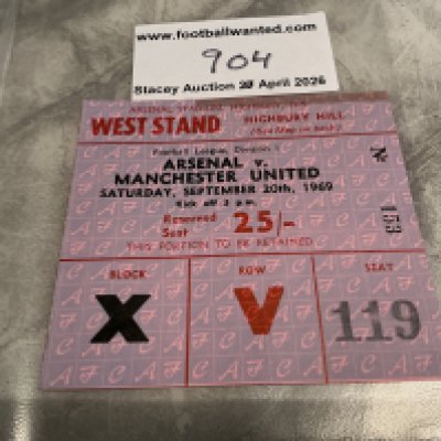69/70 Arsenal v Manchester United Football Ticket: 1st division match ticket dated 20 9 1969. Slight mark.