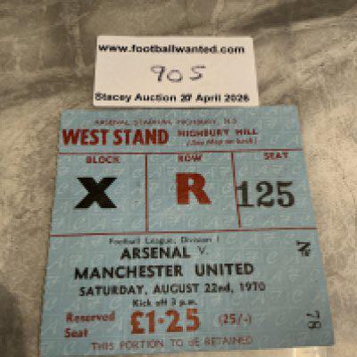 70/71 Arsenal v Manchester United Football Ticket: 1st division match ticket dated 22 8 1970 in season Arsenal won the double.