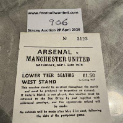 78/79 Arsenal v Manchester United Football Ticket: 1st division match ticket dated 23 9 1978 in excellent condition. 