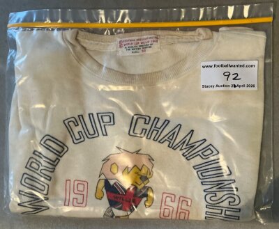 1966 World Cup Willie Original Football T- Shirt: Small boys t-shirt with Football Associated 1965 label to collar. Still in quite good condition with no rips or tears on this hard to obtain 60 year old garment.