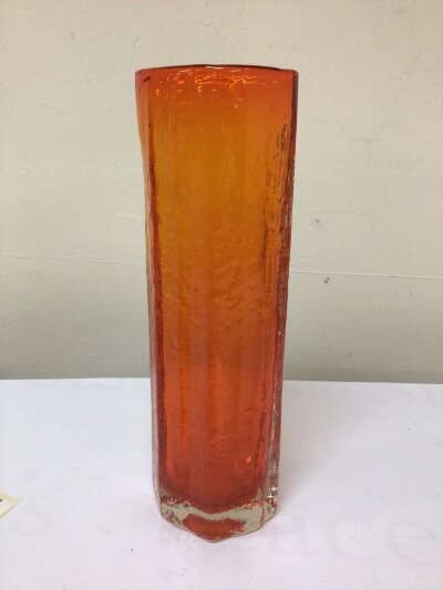 A Whitefriars  Tangerine long Vase designed by Jeffrey Baxter. Height 30cm no obvious damage or restoration.