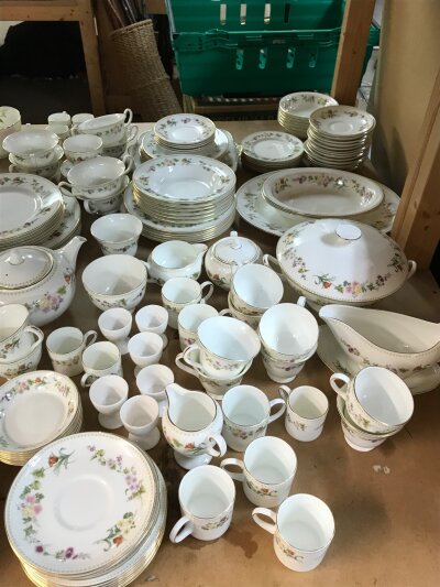 A large Wedgwood Mirabelle tea set including plates, cups, tea jug etc