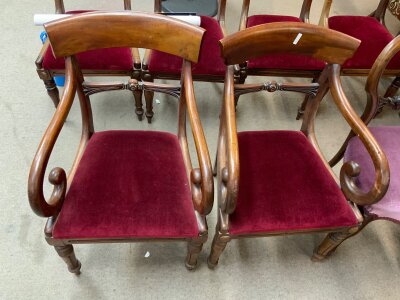 A set of 7 Victorian dining chairs. NO RESERVE