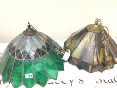 Two Tiffany style lead light hanging lamp shades diameter 50cm (2)