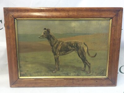 A G.A Cattley framed oil on board painting, Greyhound dated 1943. Frame 42x30cm, picture 33x22cm