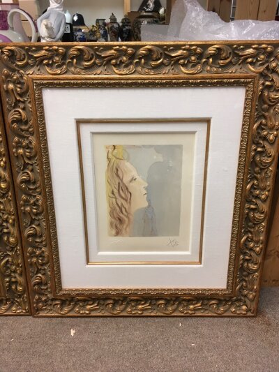 A Salvador Dali framed and signed print, Canto 8: The Highest Beauty of Beatrice. Frame size 62x70cm