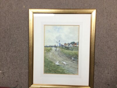 A framed watercolour English rural scene Parker Hagarty. Frame dimensions 36x56cm