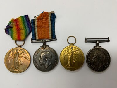 4 WW1 medals various recipient. TF-240961 PTE.C.J PAYLISS. R.W KENT R, (2) 211212 PTE J WALMSLEY. RIF BRIG (2)