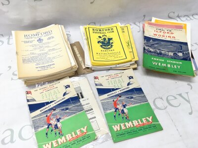 A collection of Romford football programmes including Wembley romford v bromley 1949 programmes NO RESERVE