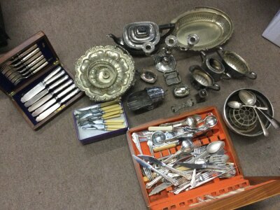 A collection of Cased cutlery and silver plate NO RESERVE