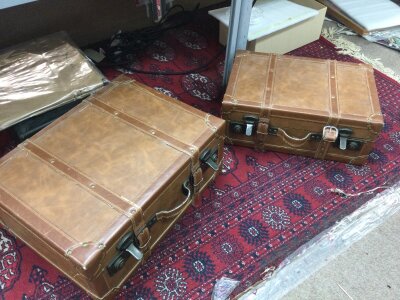 Two modern leather cases. Dimensions 47x34x20 & 42x28x16cm NO RESERVE