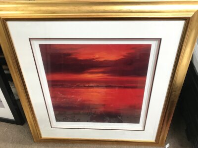 A Robert Ford Red Poem II. Frame size 77x80cm NO RESERVE