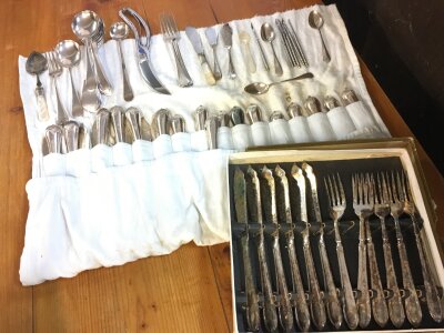 A collection of silver plated cutlery including forks, knives, spoons NO RESERVE