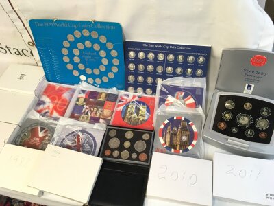 Collection of assorted proof and uncirculated coin sets and other.