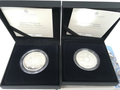 A 1 Oz and 2oz 2025 the Queen mother silver proof coins.