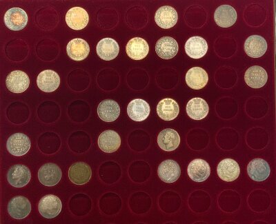 1861 -1969, silver sixpence coin collection, 2 trays.