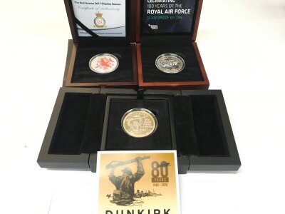 3 X Cased Silver Proof £5.00 Coins