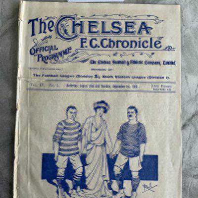 1908 -1909 Charity Shield QPR v Manchester United Replay Football Programme: Played at Chelsea and includes their home match v Preston. Incredibly rare item.