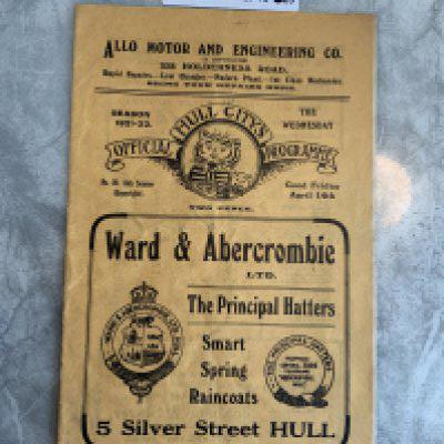 1921 - 1922 Hull City v Sheffield Wednesday Football Programme: Excellent condition first team programme with no team changes.