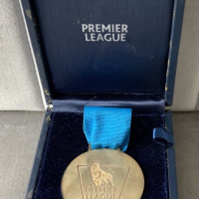 Manchester City 2013 - 2014 Premier League Winners Medal: One of only 40 made and awarded to players, chairman, secretary and a few back room staff. Premier League to one side the reverse stating Champions 2013/14 with Barclays Premier League logo. Coa from staff member.