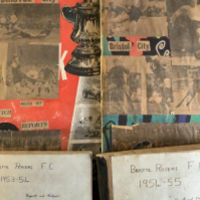 Bristol City + Rovers Football Scrapbooks: Two small mid 50s Rovers scrapbooks and two large late 60s City. C/W some City programmes from a similar era.