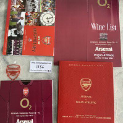 Arsenal Last Match At Highbury Football Memorabilia: Official bag containing hardback programme number 135 signed by Hill-Wood and soft cover booklet programme. C/W menu and wine list from the final match.