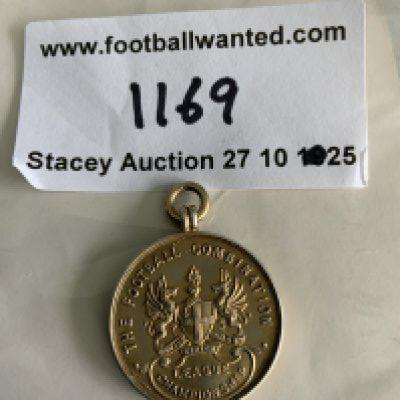 Arsenal 51/52 Reserves Silver/Hallmark Football Medal: Jack Kelseys Football Combination League runners up medal. One side reads The Football Combination League Championship the reverse stating Runners Up 1951-52 with hallmark and makers Vaughtons stamp. Box not present. Direct from reliable source that knew him and used to put on dinners many years ago for the players.