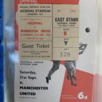 Arsenal 63/64 Football Programme + Ticket Collection: 26 1st team homes with accompanying tickets. Includes Manchester United, Liegeois and Staevnet. (52)