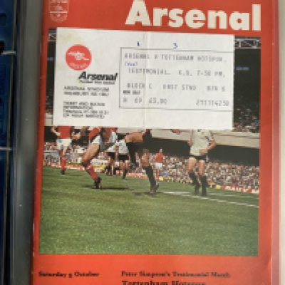 Arsenal 76/77 Football Programme + Ticket Collection: 29 1st team homes with accompanying tickets. Includes Manchester United, and testimonials for Radford and Simpson. (58)