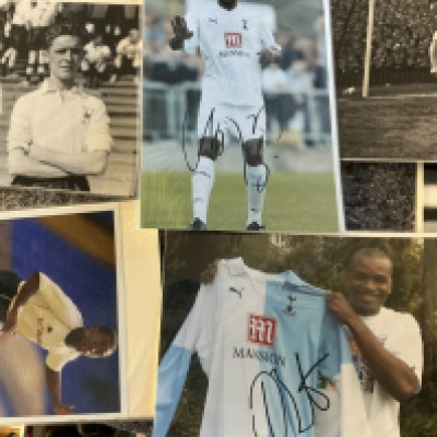 Tottenham Signed Football Photos: Large photos/prints to include Greaves Mackay Jones Gascoigne and Norman. (19)
