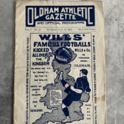 1910 - 1911 Oldham v Bury Football Programme: 1st Division match in very good condition with no team changes.