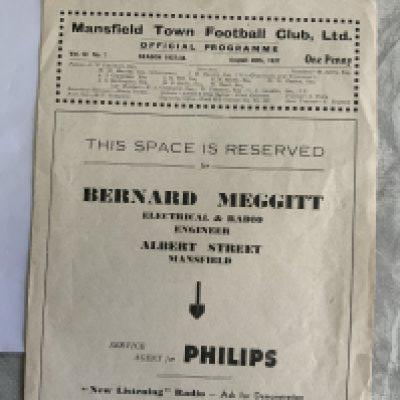 37/38 Mansfield Town v Northampton Football Programme: 3rd Division South match in excellent condition with no team changes.