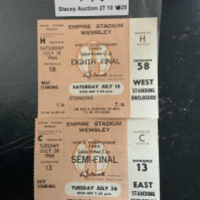 1966 World Cup Unused Football Tickets: England v Portugal semi final and Mexico both very good with counterfoil attached. (2)