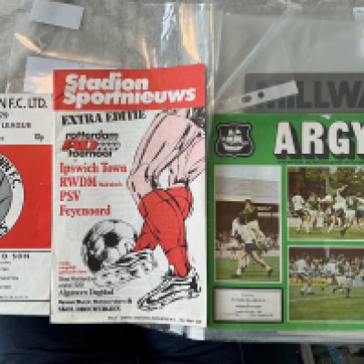 Ipswich 1970s Away Friendly Football Programmes: Includes 78/79 Dorchester, 76/77 Colchester, 74/75 + 75/76 Brighton, 72/73 Orient, 70/71 Lowestoft. Very good. (16)